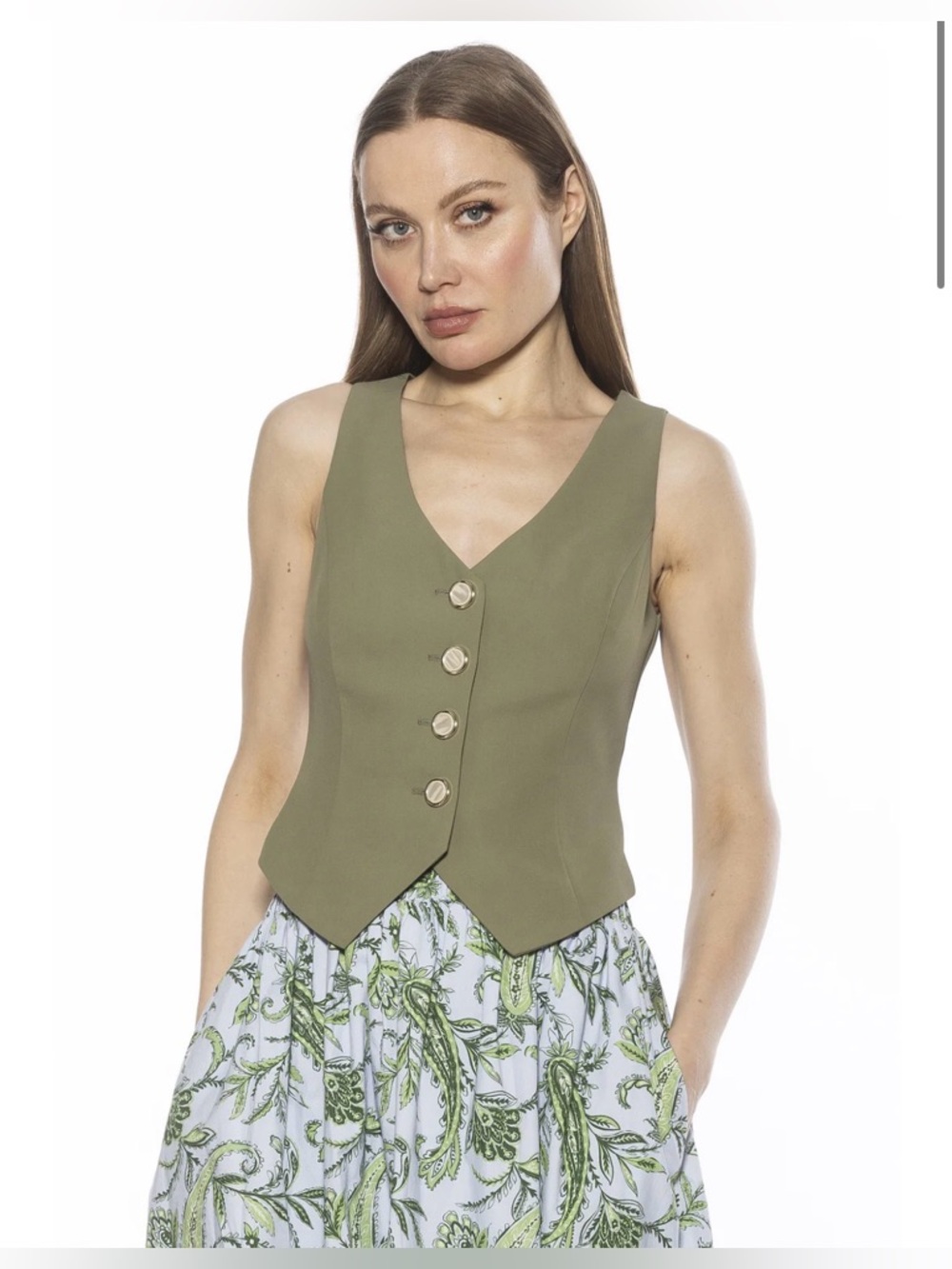 ALEXIA ADMOR $179 Liliana Vest Top - Green